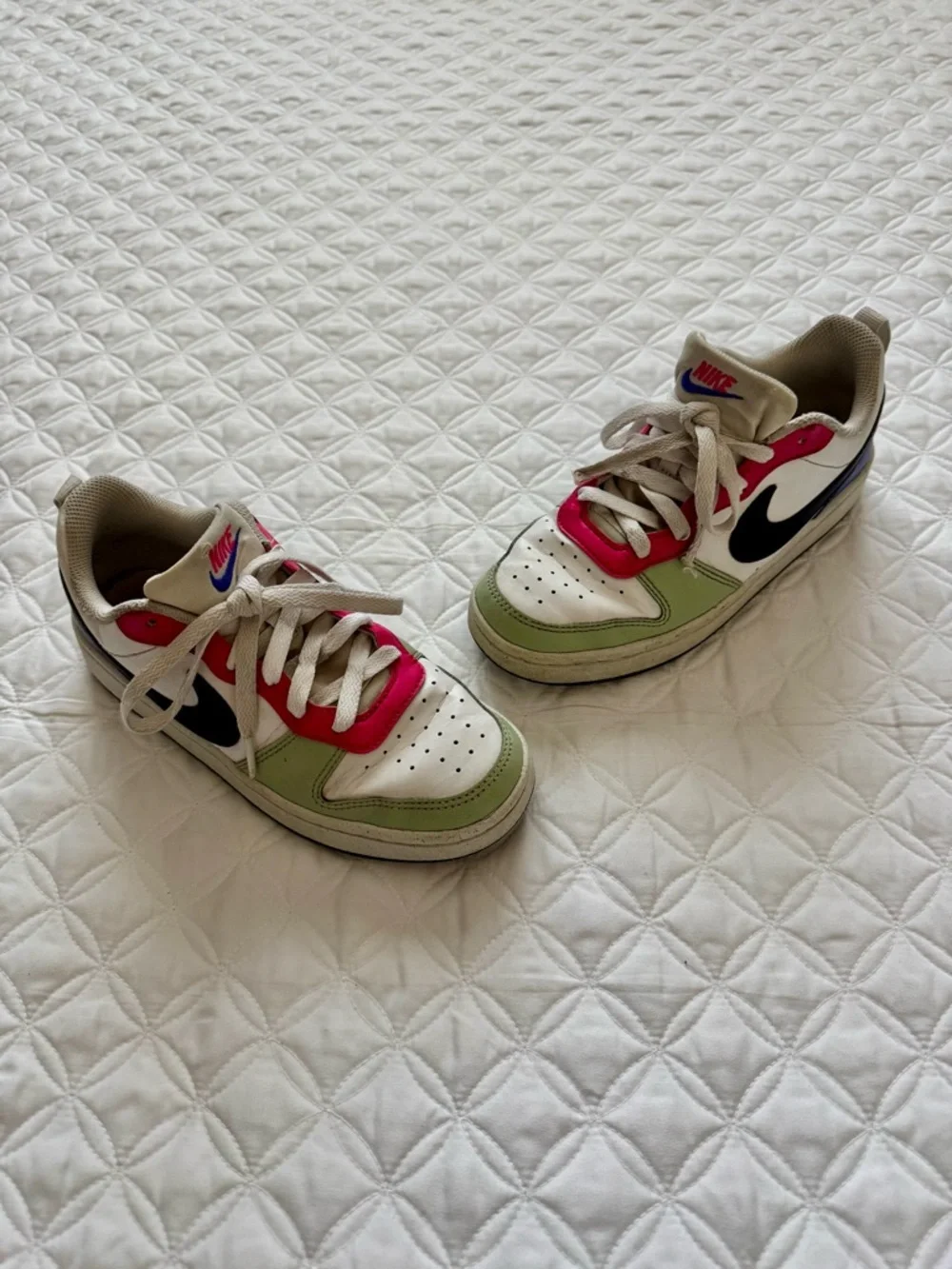 Nike Kids Court Borough Low Recraft Honeydew Pink Ultramarine Sneakers Sz 4